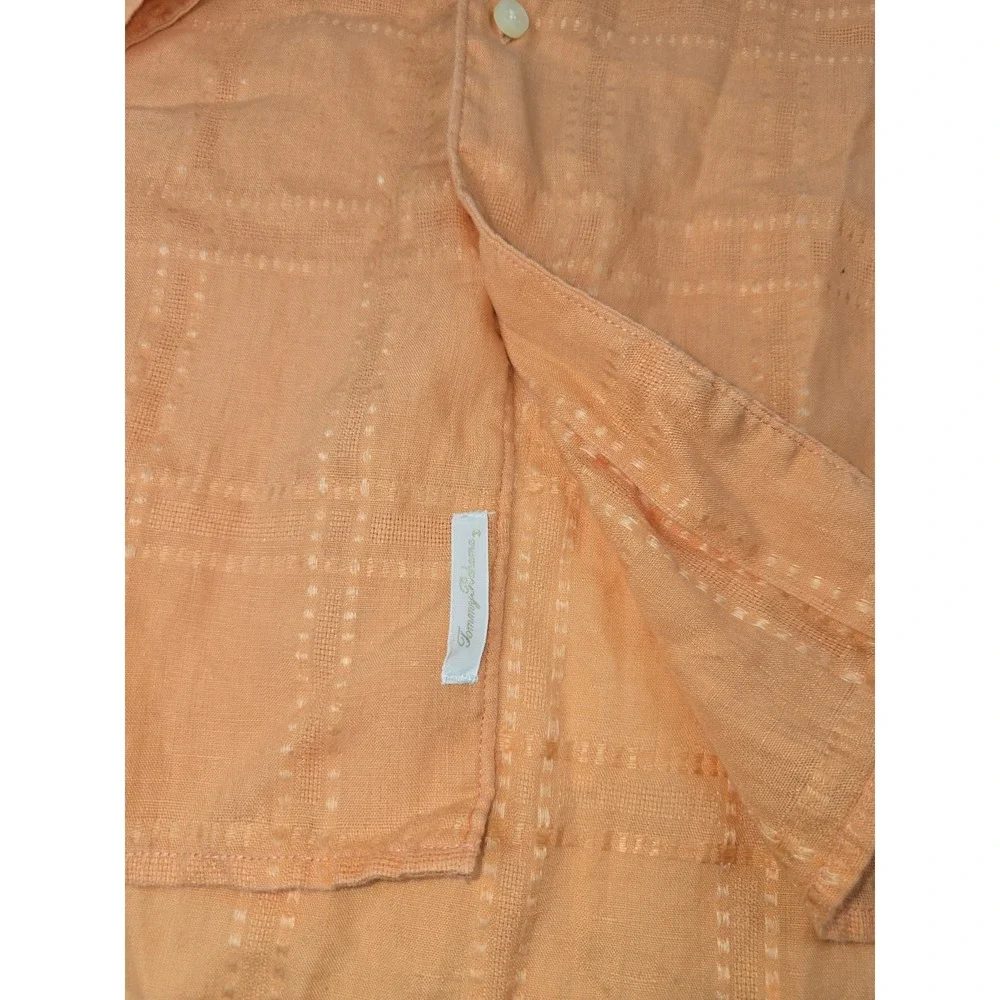 Tommy Bahama Men's‎ XL Orange 100% Linen Long Sleeve Button Up Shirt Beach Vtg